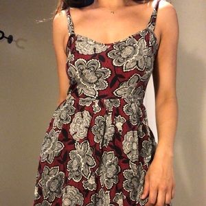 Black and red floral dress